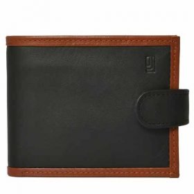 Snap Closure Wallet-Black Tan Gold