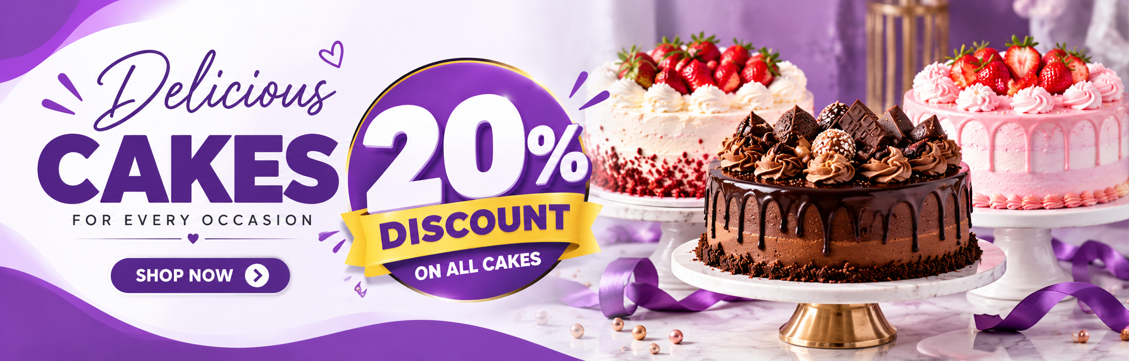 Delicious cakes for every occasion — 20% discount on all cakes